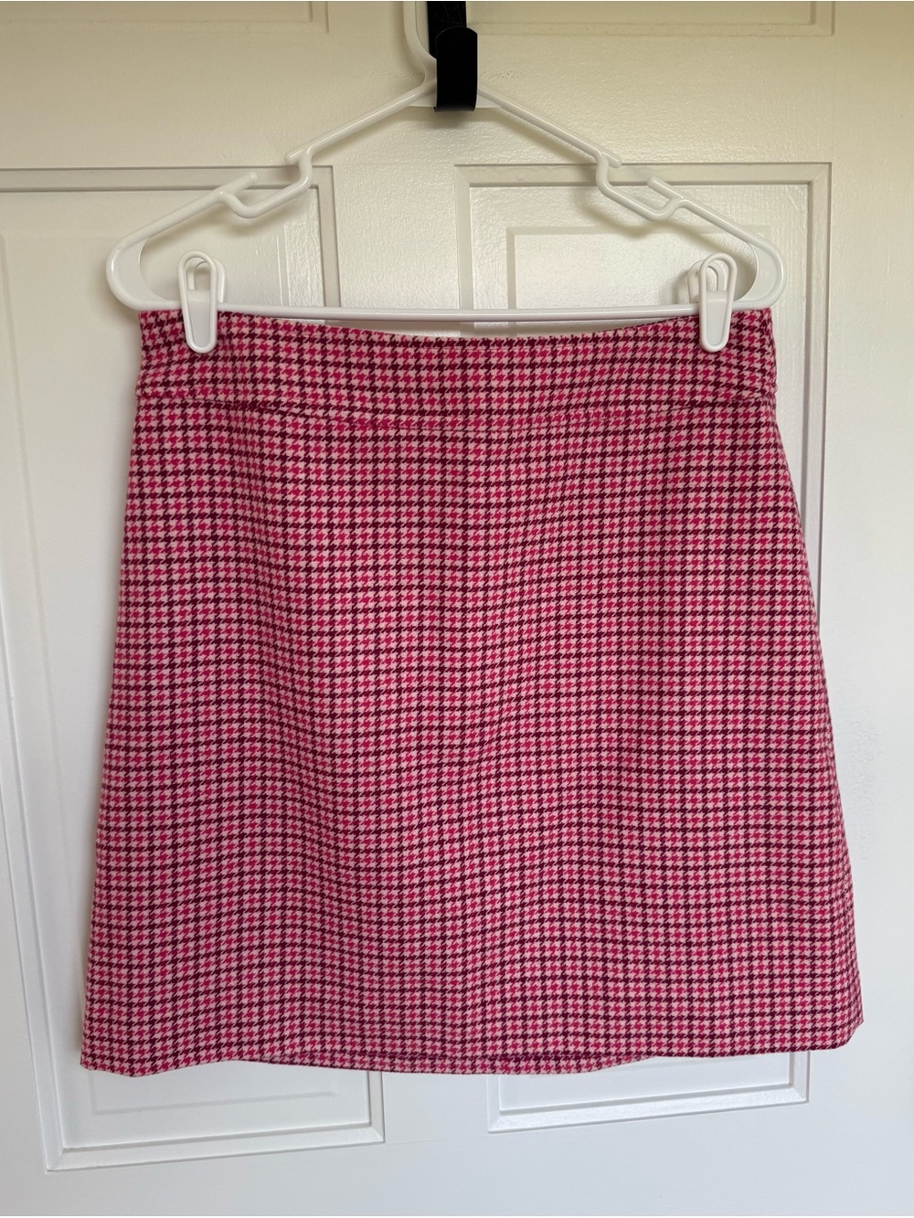 J.Crew Pink Houndstooth Wool‎ Blend Mini Skirt Size 8 NWT